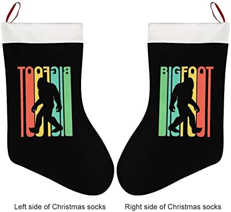 Vintage Rainbow Bigfoot božićna čarapa Kratka plišana božićna čarapa Viseći ukras za božićno drvce ukras kamina 26x42cm
