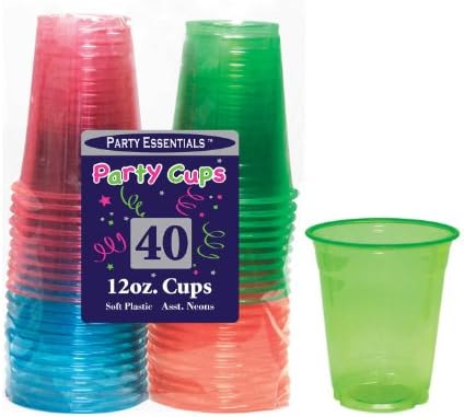 Pribor za zabavu mekane plastične čaše od 12 unci 40 komada neonski asortiman