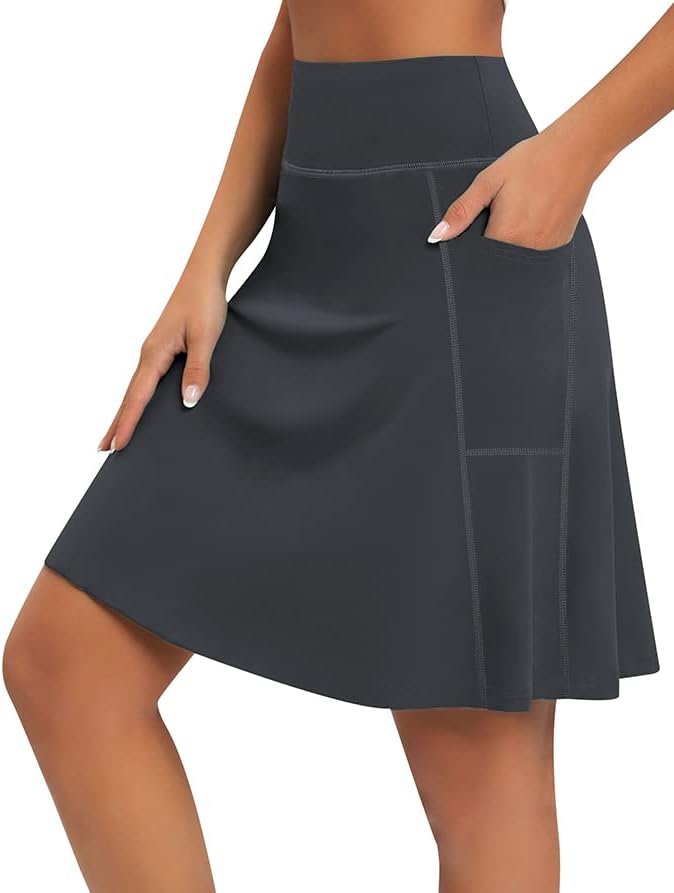 Luksuzna ženska skromna suknja duljine 20 kratke hlače do koljena s 4 džepa, lagana putna duga suknja s unutarnjim kratkim hlačama
