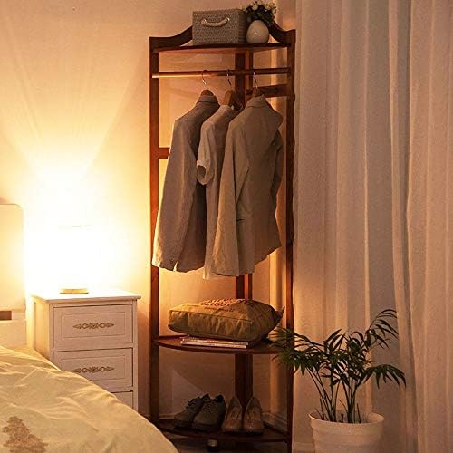 Stalak za odjeću od bambusa samostojeći-višenamjenski kutni stalak za odjeću vješalica za odjeću 2-slojni čvrsti stalak za odlaganje