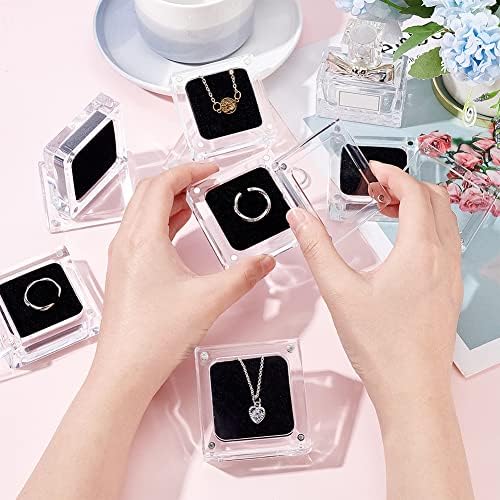 6 komada akrilna kutija za prstenje s baršunom 2. 3 92. 3 inča prozirne kristalne poklon kutije s magnetskim zatvaračima za vjenčanje,