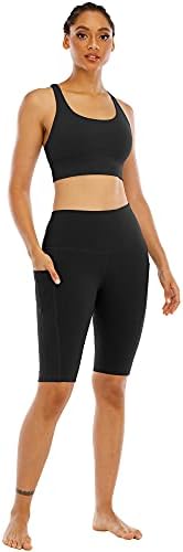 Whouare 4 pakiranje biciklističke joge kratke hlače sa džepovima za žene, visoki struk s atletskim trčanjem treninga u teretani kratki