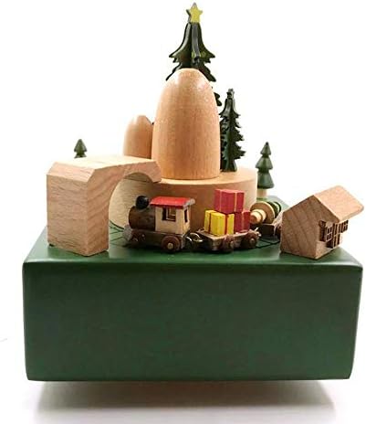 Yang1mn božićno drvce glazbena kutija napravljena od solidnog drveta zelena kuća koja se kreće vlakom glazbeni kutija Kutija Kutija