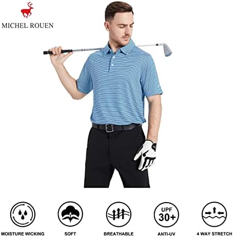 Muška košulja za golf vlaga Wicking Dry Fit Performance Sport Sport s kratkim rukavima prugastim longom za muškarce za muškarce