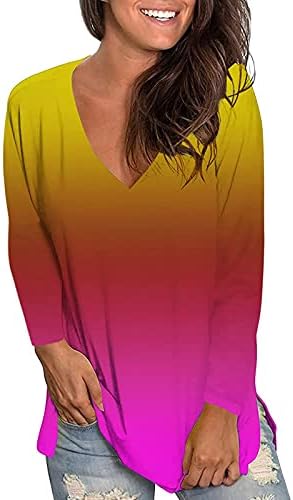 Seryu ženske kravate bojile dukseve dugih rukava casual udobni mekani V vratni vrhovi puloverske majice