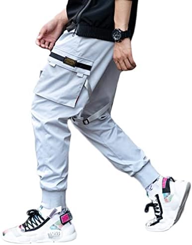 Aelfiric Eden Mens Joggers hlače duge višestruke džepove na otvorenom modno casual jogging cool hlače s crtanjem