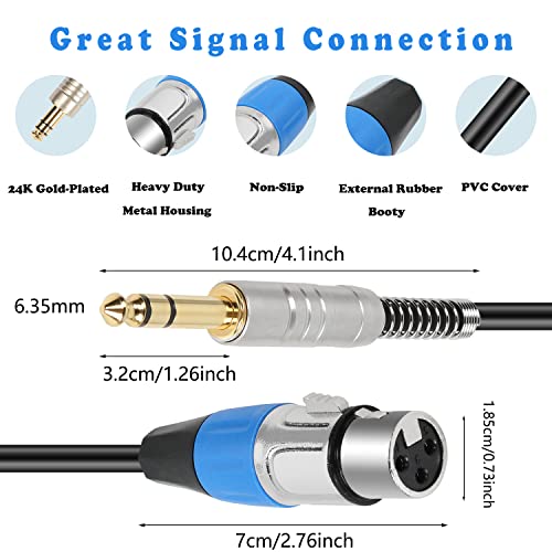 Kabel za mikrofon od 6,35 mm 1/4 inča, priključak od 6,35 mm od 6,35 mm-muški mono-mikrofonski kabel za zvučnik, mikrofon, mikser za