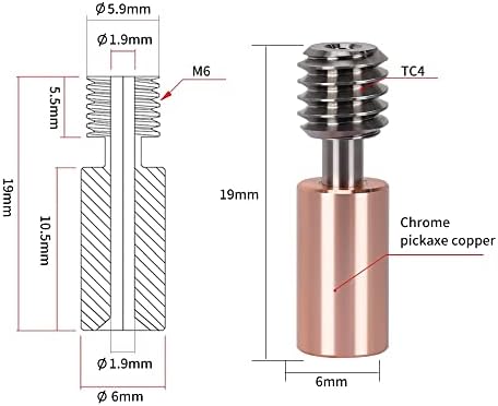 Shine-Tron [OEM] bi-metal gra терморазрывная горловина S1 od nehrđajućeg čelika s bakrenom premazom promjera 1,75 mm za 3D pisača Ender
