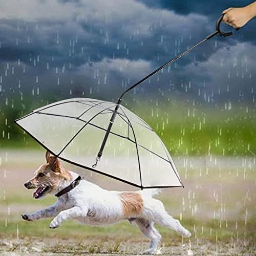Prozirni kišobran za kućne ljubimce | Čisti kišobran za psa s povodcem za male kućne ljubimce - drži vašeg kućnog ljubimca suhog udobnog