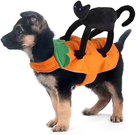 Anelekor mačka Halloween Cosplay odijela Dog Halloween Kostim za kućne ljubimce koja nosi odjeću od bundeve s crnom mačkom Doggy Topli