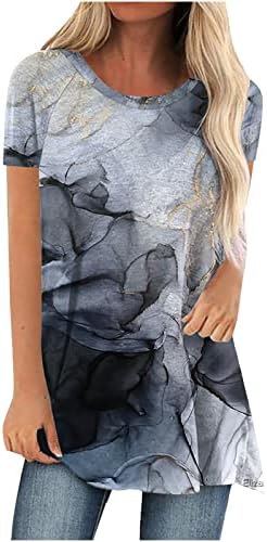 Majica za odmor za žene ljeto jesen kratki rukav Okrugli vrat mramorni grafički topovi Ženska odjeća 2023, modni 92ECH