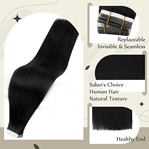 Puni sjaj 2 pakiranja ukupno 155 g 20-inčne crne trake za produženje kose br ljudska kosa + patka kosa za produženje prave ljudske