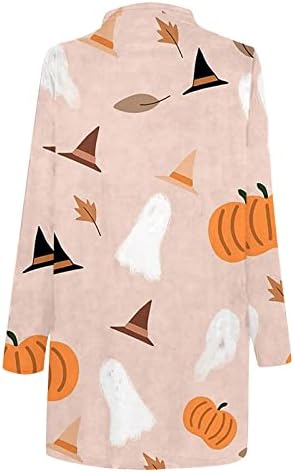 Ženski Halloween print kardigan labavi ležerni dugi rukavi bundeva grafička tunika Otvorena prednja jakna Košulja kaput