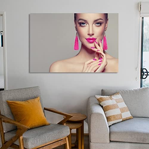 Kozmetički salon spa plakati ružičaste usne Moda Vruće ružičasti dizajn noktiju umjetnički plakati plakati za dizajn noktiju zidni