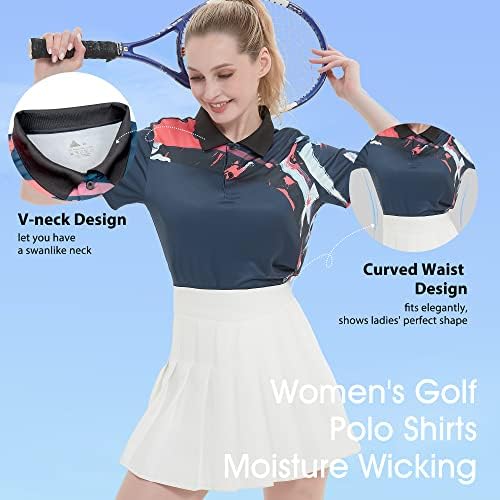 Igeekwell ženske golf košulje kratki rukavi s ovratnikom polo majica vlaga wicking lady golf odjeća tiskan teniski sport majica…