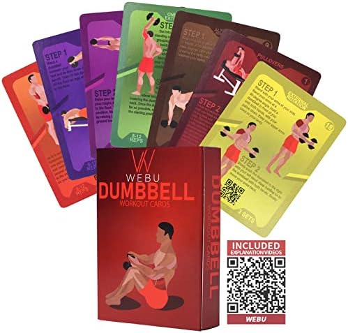 WEBU kartice za vježbe bučice | Kartice za vježbanje cijelog tijela za muškarce, žene s besplatnim instruktivnim videoisječcima | Prijenosne,
