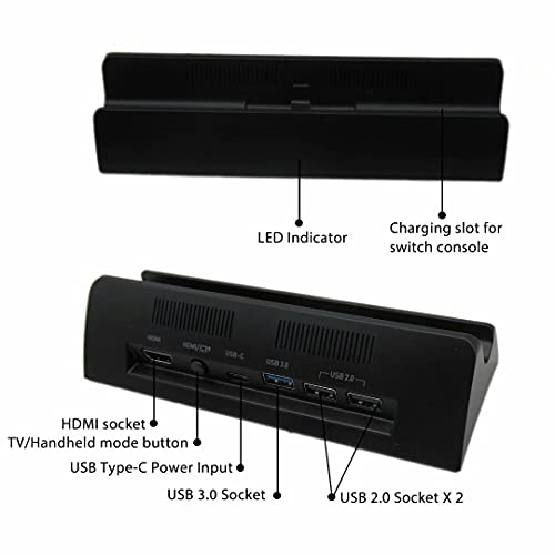 Blue Elf Premium USB punjač punjača stanice za stanicu za Nintendo Switch /Lite HDMI video pretvarač