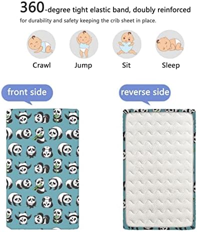 Panda tematski obloženi krevetić, Standard Hrib madrac opremljeni list mekanog i rastezljivog obloge s kolicama -list -baby list za