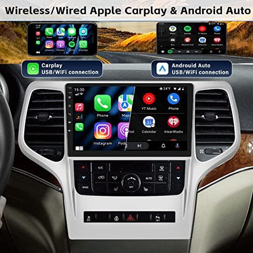 2+32G Android 11 CUR STEREO za Jeep Grand Cherokee WK 2008-2013 s Apple CarPlayom i Android Auto, 9 '' Autoromizirani radio s ogledalom,