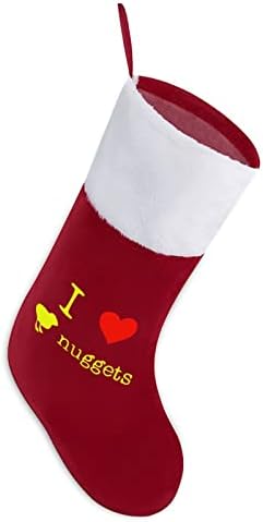 Obožavam pileće nuggets božićna čarapa klasična viseći ukrasi bijela manžetna bombona za dekoracije za obiteljske blagdanske zabave