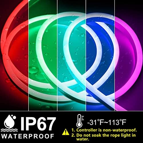 Neonsko svjetlo od užeta od 100 inča, 120V neonska svjetlosna traka, vodootporna od 967, višebojna neonska rasvjeta s RF daljinskim