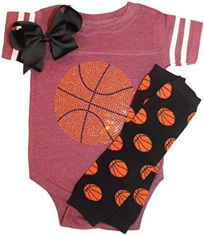 Fangarb Rhinestone Baby Girls Basketball Team Sport Sport Outfit s grijačima za luk i noge
