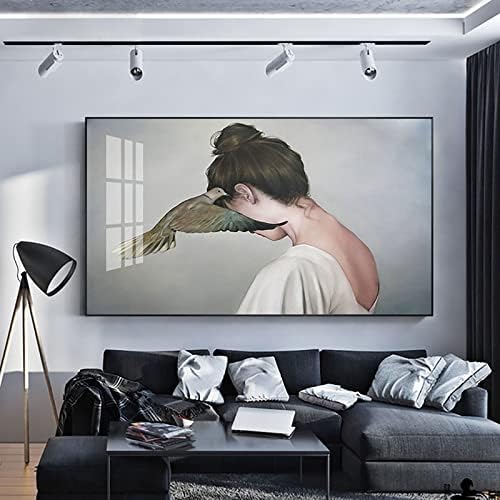 Institurry diy 5d dijamantna slika velike veličine ljepota i ptičje rhinestones cross ubod zidni art dekor art set 35,4x19,7 inča