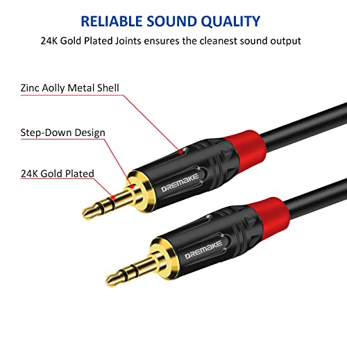Dremake od 3,5 mm do 3,5 mm aux kabel 1,6ft/0,5m, zlatni pozvani 3,5 mm muški do muški pomoćni kabel, TRS 1/8 '' 3,5 mm stereo audio