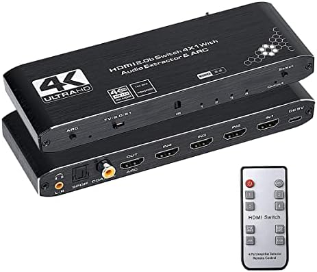 HDMI Switch 4x1 s optičkim SPDIF/ koaksijalnim/ 3,5 mm L/ R zvučni ekstraktor, 4 u 1 out 4k@60Hz HDMI Switch Podrška HDMI 2.0B HDCP