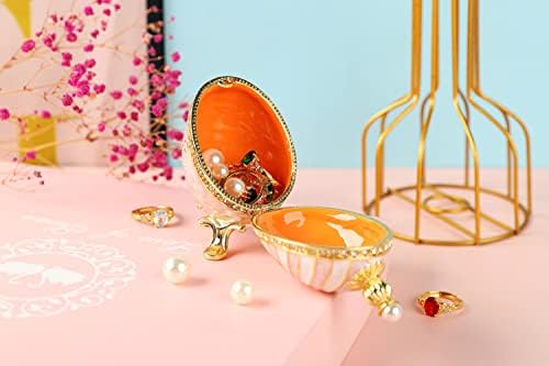Furuida ružičaste kutije za sitnice s jajašcama sa šarkama s ljubavnim oblikama Rhinestones ručno oslikana kutija za nakit cakline