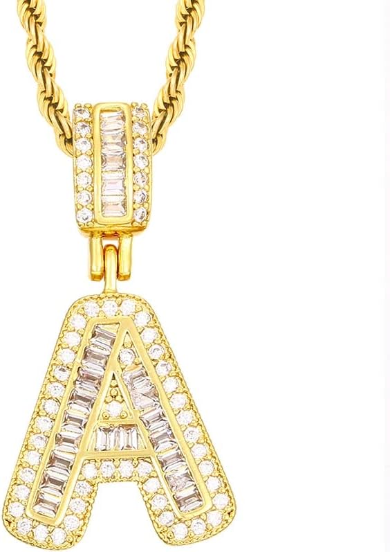 Bula thi klasični bakreni baguette slova privjeska ogrlica za muškarce žene linicijalno pismo nakit zlatni šarm - svijetlo žuto zlato