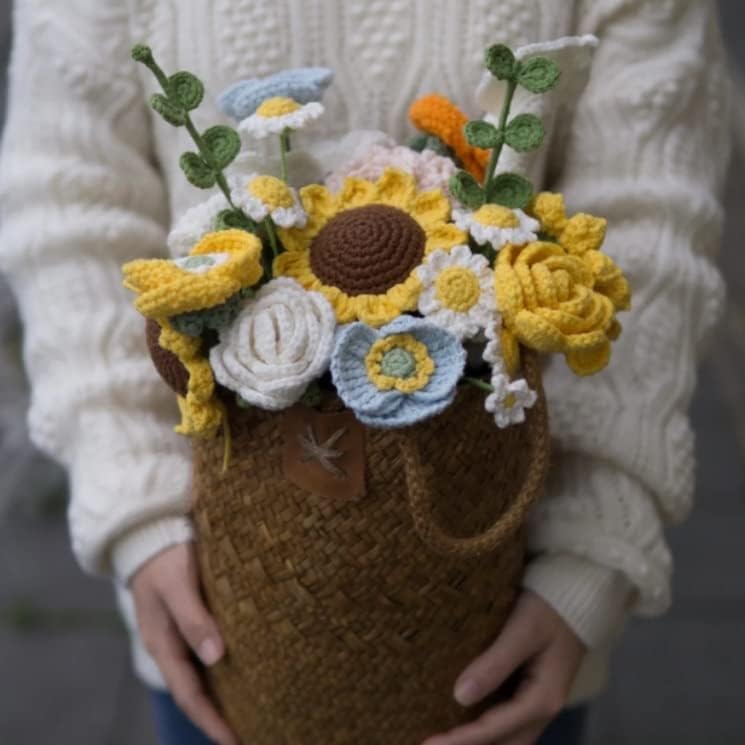 Ručno pletenje kreativno, imitacija cvjetnog buketa vuneno kukičanje pošaljite svojoj prijateljici da pošalje najbolji poklon
