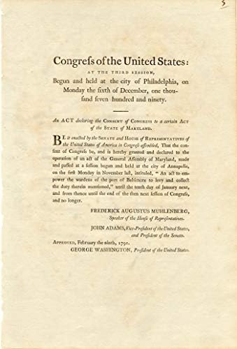Kongres Sjedinjenih Država; na trećem zasjedanju potpisali geo DC i John Adams tiskanim slovima