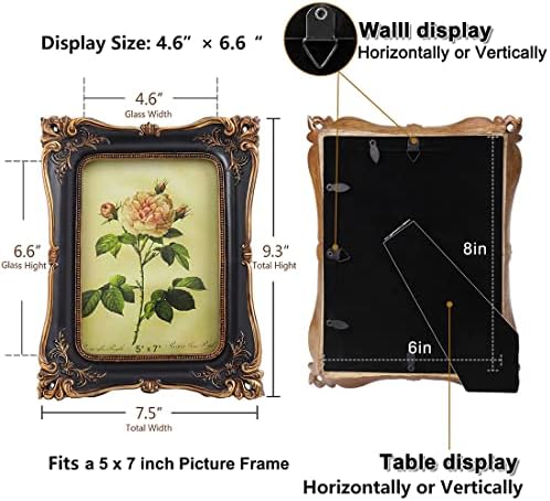 Sikoo Vintage Slika okviri 5x7 Antikni okviri za slike Tabletop i zidni ukrasni okviri s visokim razlučivanjem staklenih prednjih zidnih