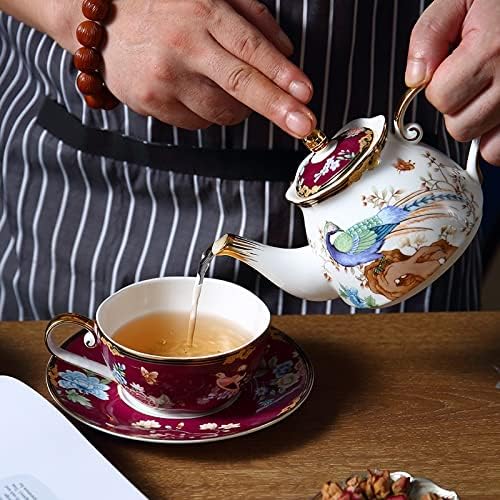 FSYSM Pot Bone China Set lon Cup tanjur Nacionalna plima keramička popodneva čaj čaj čaj čaj Set Osoba Poklon kutija za piće