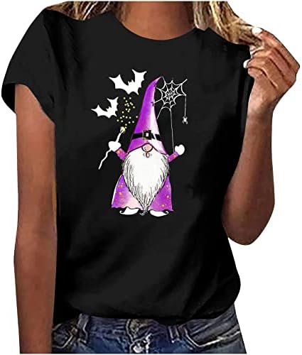 Smiješna grafička majica za žene za žene kratke rukave Halloween tunike vrhovi vještica za printu za printu vrhove labave fit bijele