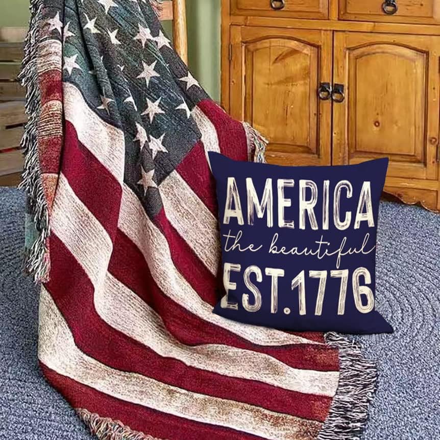 Fiberomance 4. srpnja ukrasi Jastuci pokriva 18x18 Set od 4 Memorijalnog dana patriotskog jastuka za bacanje naslovnice Boga Bless