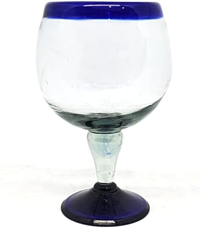 Čaše za koktel od škampa od kobaltno plavog okvira od 24 oz, meksičko ručno izrađeno reciklirano staklo bez olova i toksina