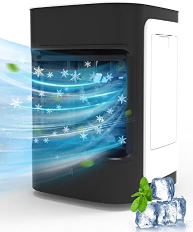 Isparni hladnjak za zrak, prijenosni klima uređaj s 3 brzine, rotacije od 70 °, 7 LED svjetla, mali radni hladnjak zraka za sobu za