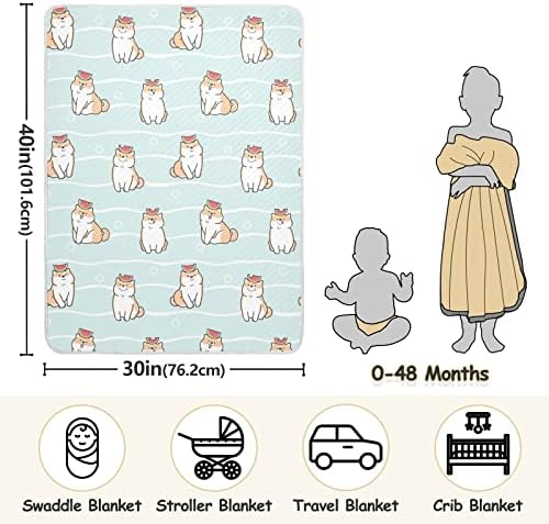 Swaddle pokrivač Shiba Inu pamučna pokrivač za novorođenčad, prima pokrivač, lagana mekana pokrivača za krevetić, kolica, rasadnici,