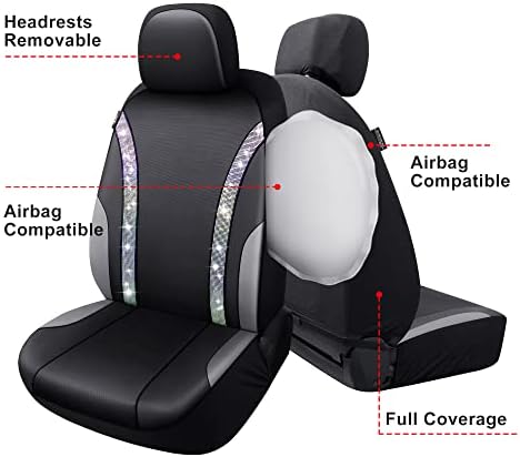 Pariitadin Bling kožna autosjedalica prekriva 2 prednja sjedala za slatku žensku djevojku, sjajni rinestone prozračni automobilski
