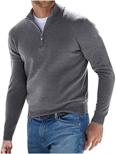 Muška košulja s dugim rukavima, vuneni džemper Stand up ovratnik čvrste boje Blok Udobni pleteni pulovers bluze