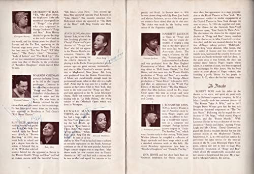 Todd Duncan Porgy i Bess Etta Moten/Avon Long/Warren Coleman/Ruby Elzy/Edward Matthews/George Gershwin 1942 Program suvenira Broadway