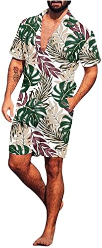 RBCULF HAVAII 2PC Set za muškarce Summer Beach Holiday Casual Outfits plus veličina košulja s kratkim rukavima i kratke hlače košulje