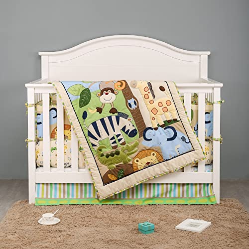 Krorda Boys'girl -ov krevetić za krevetić za bebe i krevetić, opremljeni list i prekrivač Zoo Park