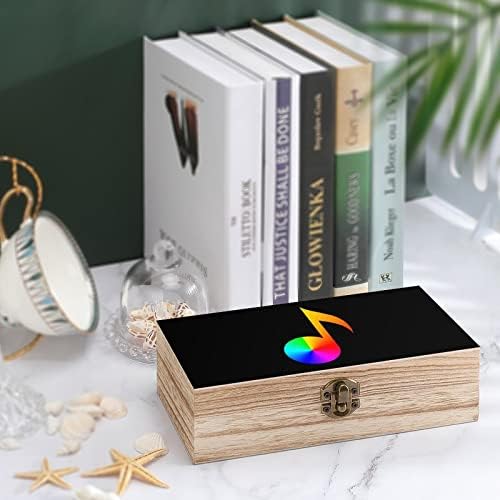 Glazbena napomena Music Spectrum Rainbow Wood Box Box Desktop Mali ukrasni organizator Kutije s poklopcem s poklopcem