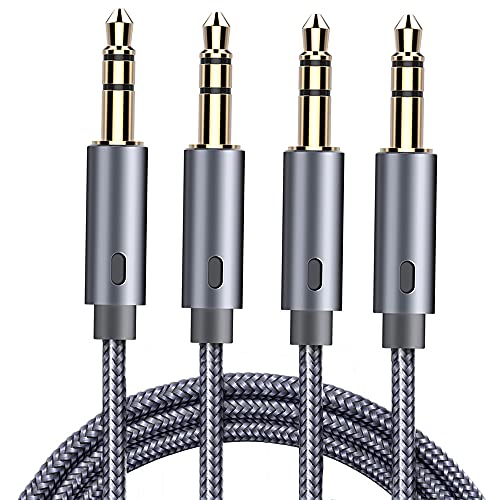 Aux kabel, [2-pack, 4ft+8ft] 3,5 mm audio kabel Nylon pleteni od 3,5 mm muški do muških aux kablova Pomoćni adapter kompatibilan sa