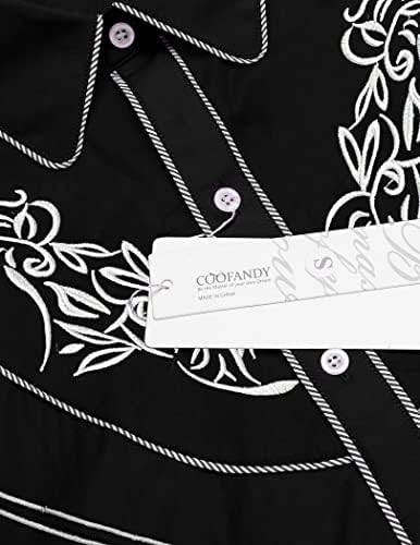 Coofandy muški izvezeni ruža dizajn za zapadnjačka košulja dugačka gumba dugih rukava dolje košulja