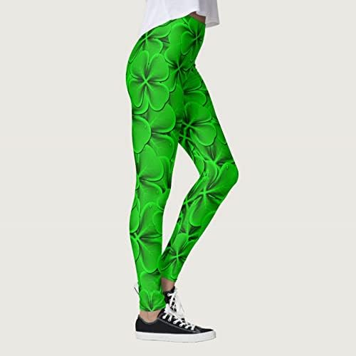 Xinshide St. Patrick's Day togngs for Women Green Shamrock tajice hlače visoki struk rastezljivi tisak atletske joge hlače
