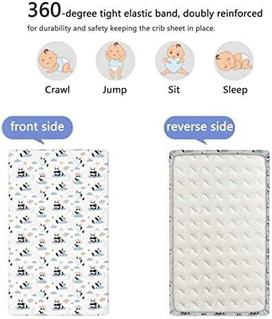 Panda tematska plahta za mini krevetiće, prijenosni mini krevetići s limama madraca za malu malu, list madraca za madrac ili list za